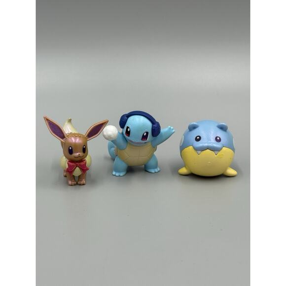 Pokemon Small Action Figures Lot Of 3 Squirtle W/ Snowball, Spheal, Eevee - Picture 1 of 9